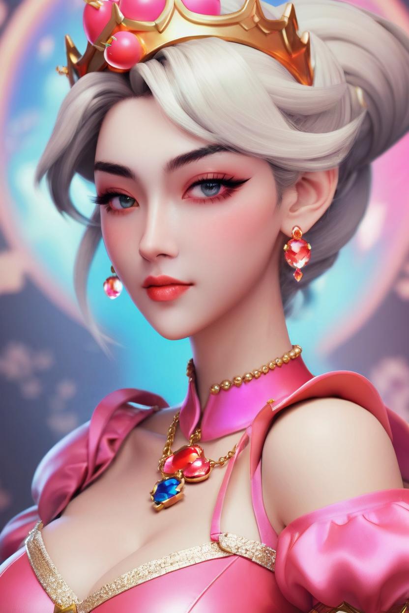 Artificial Intelligence (AI) generated image art, ... as princess peach, (portrait), made by artgerm, wlop, rossdraws, artstation, cgsociety, concept art