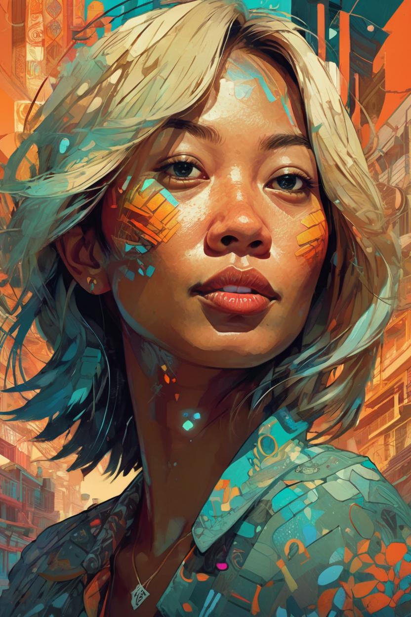 Artificial Intelligence (AI) generated image art, stunning portrait of ..., by victo ngai, kilian eng vibrant colors, tan skin, dynamic lighting, digital art, winning award masterpiece, fantastically beautiful, illustration, aestheticly inspired by beksinski and dan mumford, upscale with simon stalenhag work, trending on artstation, art by artgerm and greg rutkowski, 8k