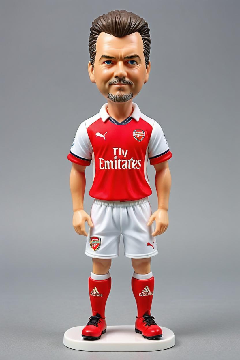 Artificial Intelligence (AI) generated image art, ((...)), with Arsenal FC Modern Football kit, as a figurine, Ken doll, plastic