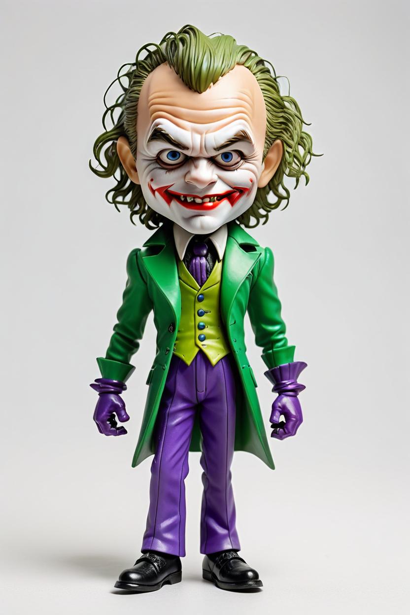 Artificial Intelligence (AI) generated image art, ((...)), Dressed as the Heath Ledger Joker, as a figurine, Ken doll, plastic, 8K, White Background