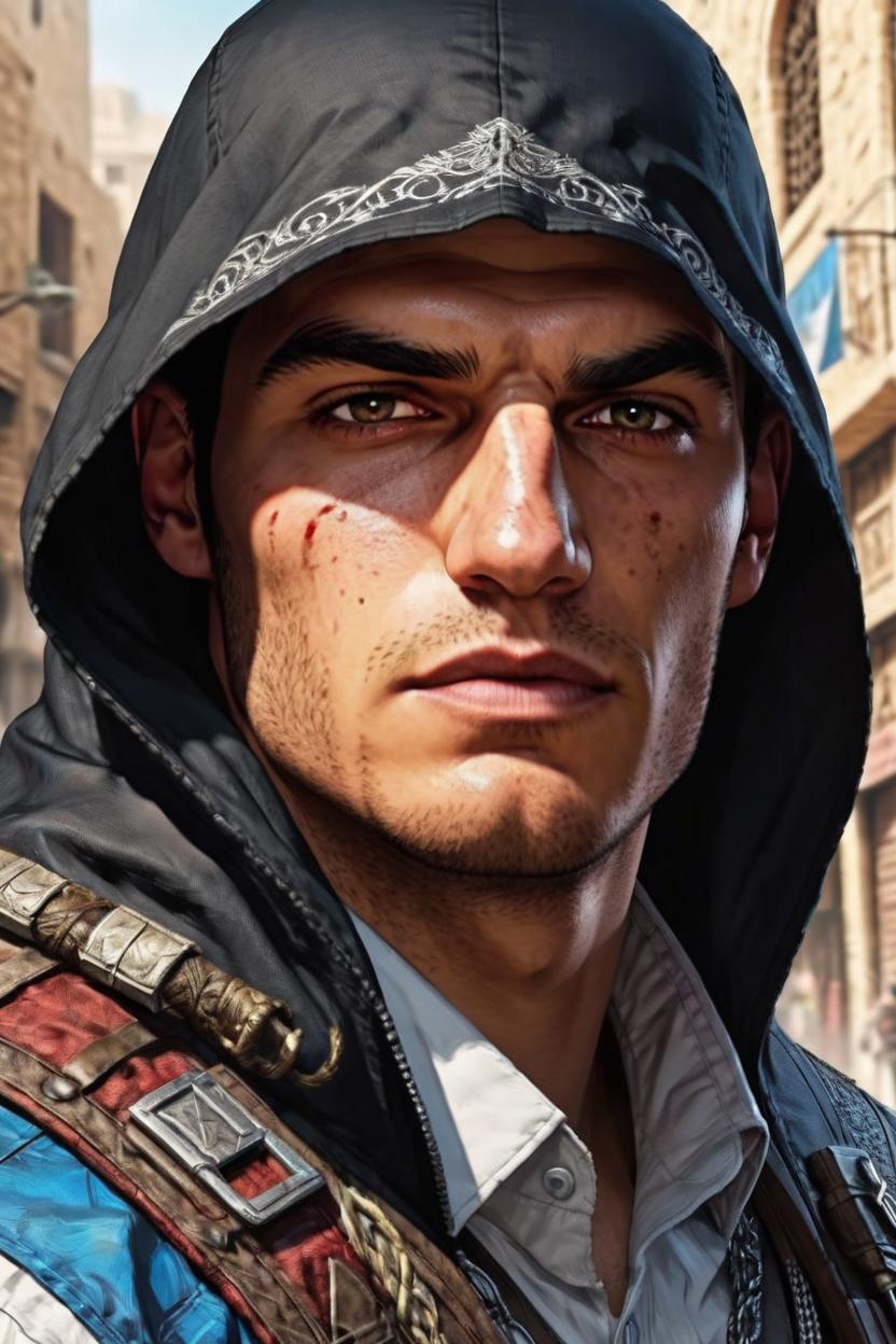 Artificial Intelligence (AI) generated image art, ..., assassins creed ,art by Ethan Van Sciver, highly detailed, sharp focus, 4k