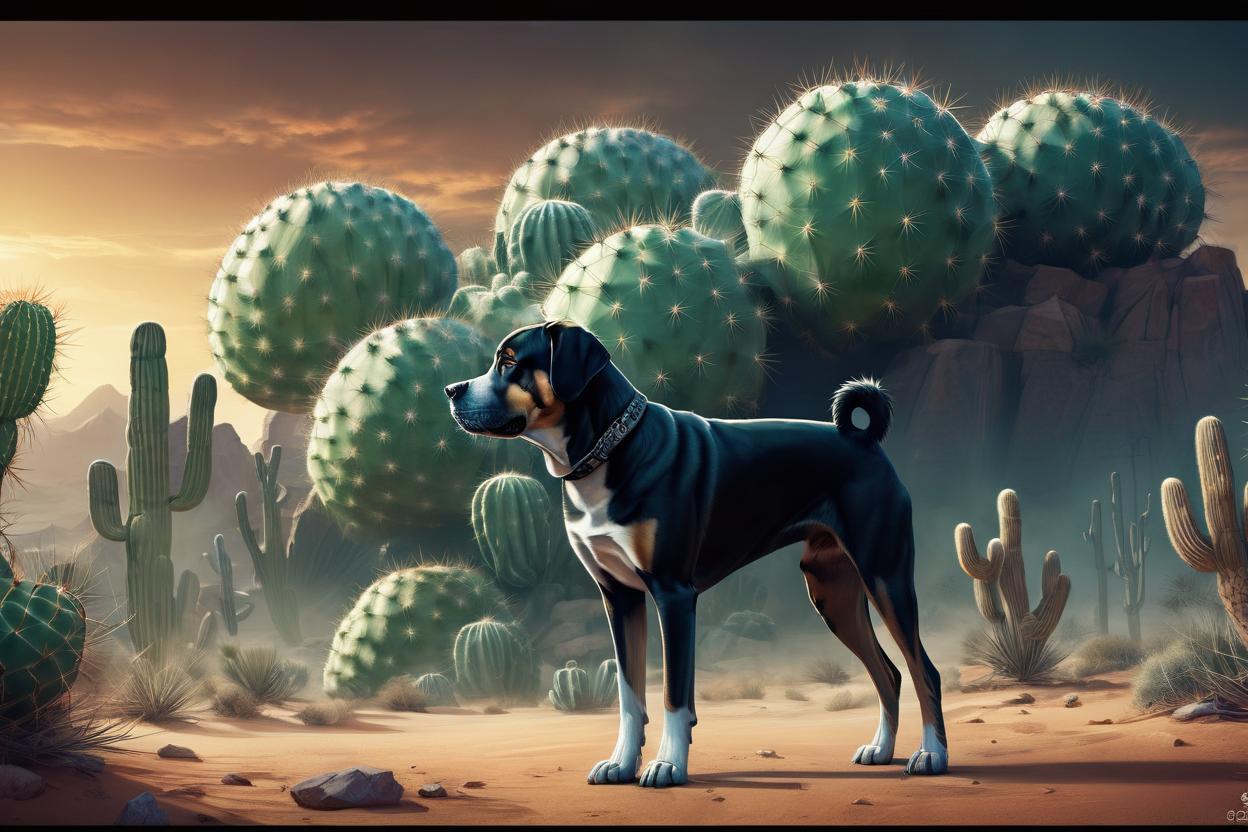 Artificial Intelligence (AI) generated image art, ..., desert background, cactus, giant bone by charlie bowater and zeen chin and terada katsuya, epic scene, epic light, fractals background, intricate detailed, fine details, artstation, masterpiece,
