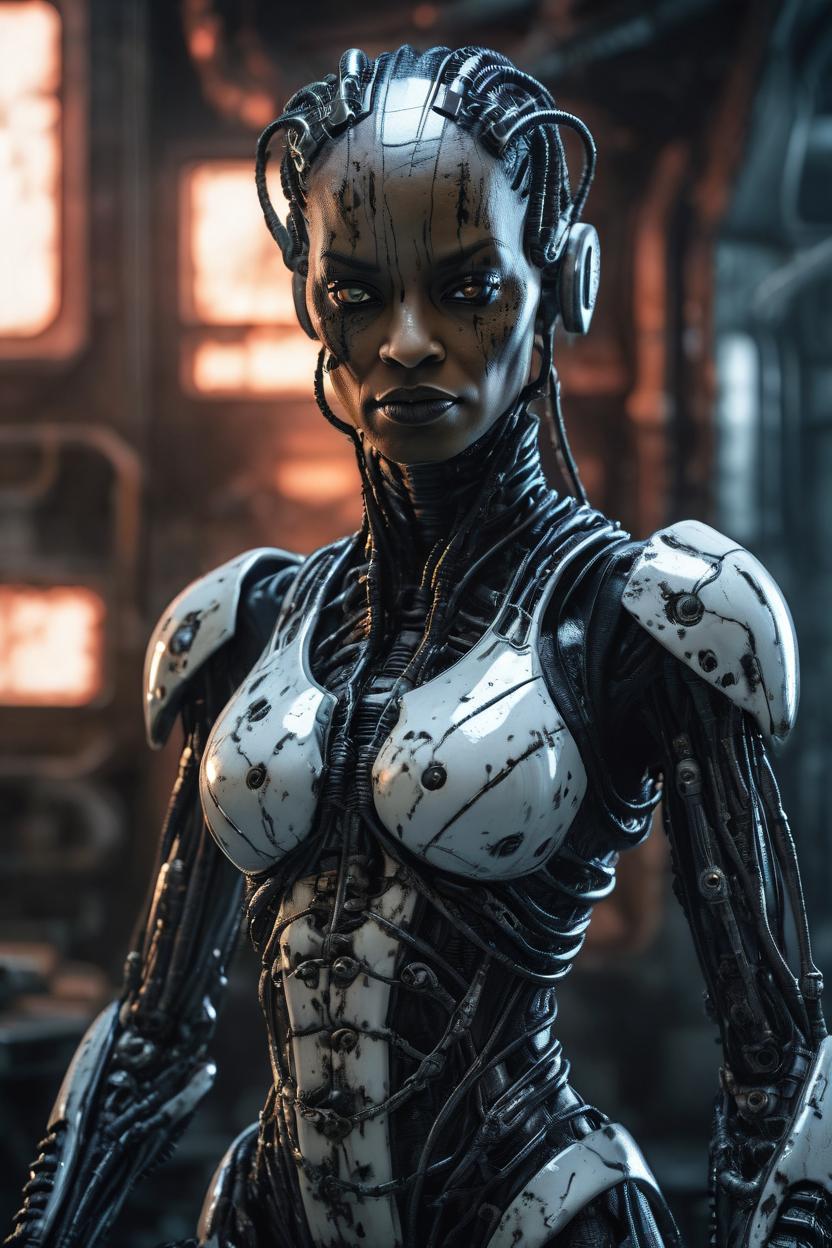 Artificial Intelligence (AI) generated image art, ..., slimy,creepy female cyborg demons,different full body modelposition, high detailed cinematic background ,inspired by H.R Giger,Jean Ansell and Justin Gerard, H.P.Lovecraft , Miki Asai Macro photography, close-up, hyper detailed, trending on artstation, sharp focus, studio photo, intricate details, highly detailed, by greg rutkowski