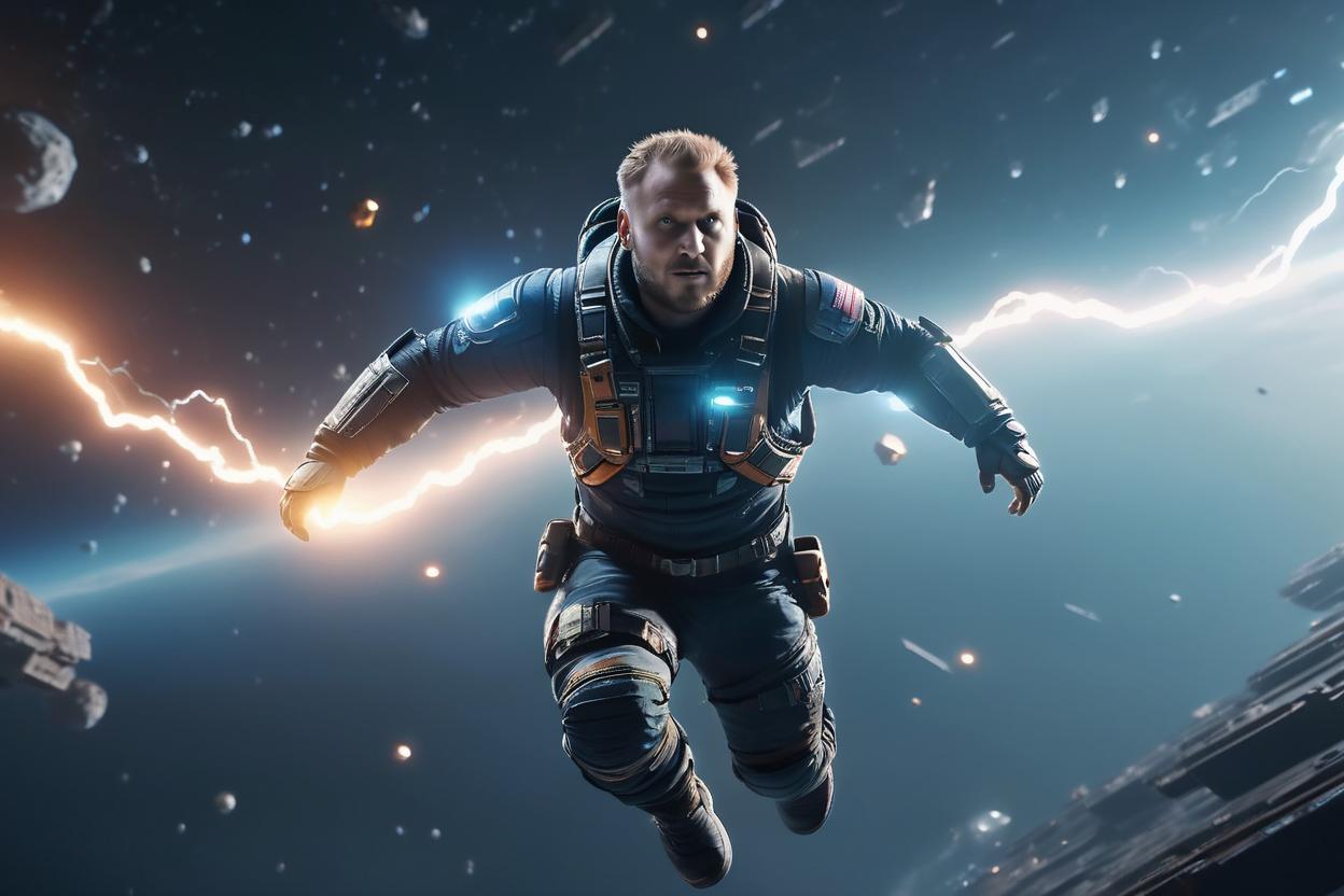 Artificial Intelligence (AI) generated image art, ... is floating through space, spectacular background, highly detailed concept art, unreal engine 5 render, cinematic lightning, sharp focus.