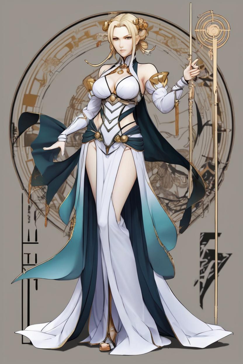 Artificial Intelligence (AI) generated image art, woman, art from ufotable animation studio, fate/zero art style, as Oomagatsu Kami, manga concept art, art nouveau goddess, show full body,