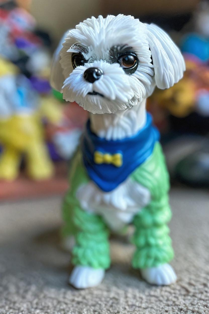 Artificial Intelligence (AI) generated image art, dog, As an action figure toy