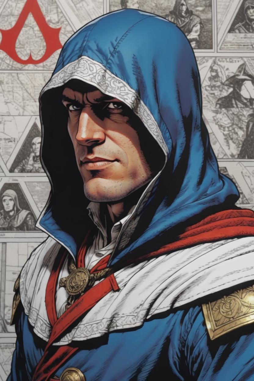 Artificial Intelligence (AI) generated image art, man, assassins creed ,art by Ethan Van Sciver, highly detailed, sharp focus, 4k