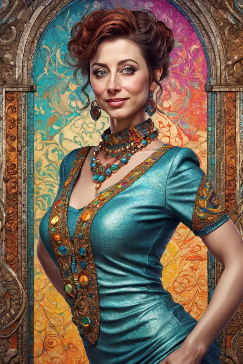 Artificial Intelligence (AI) generated image art, Dynamic fullbody representation of elegant well-formed woman woman, (small empty area above head), digital art, trending on artstation, colorful, highly detailed, fine detail, intricate, art by mel ramos