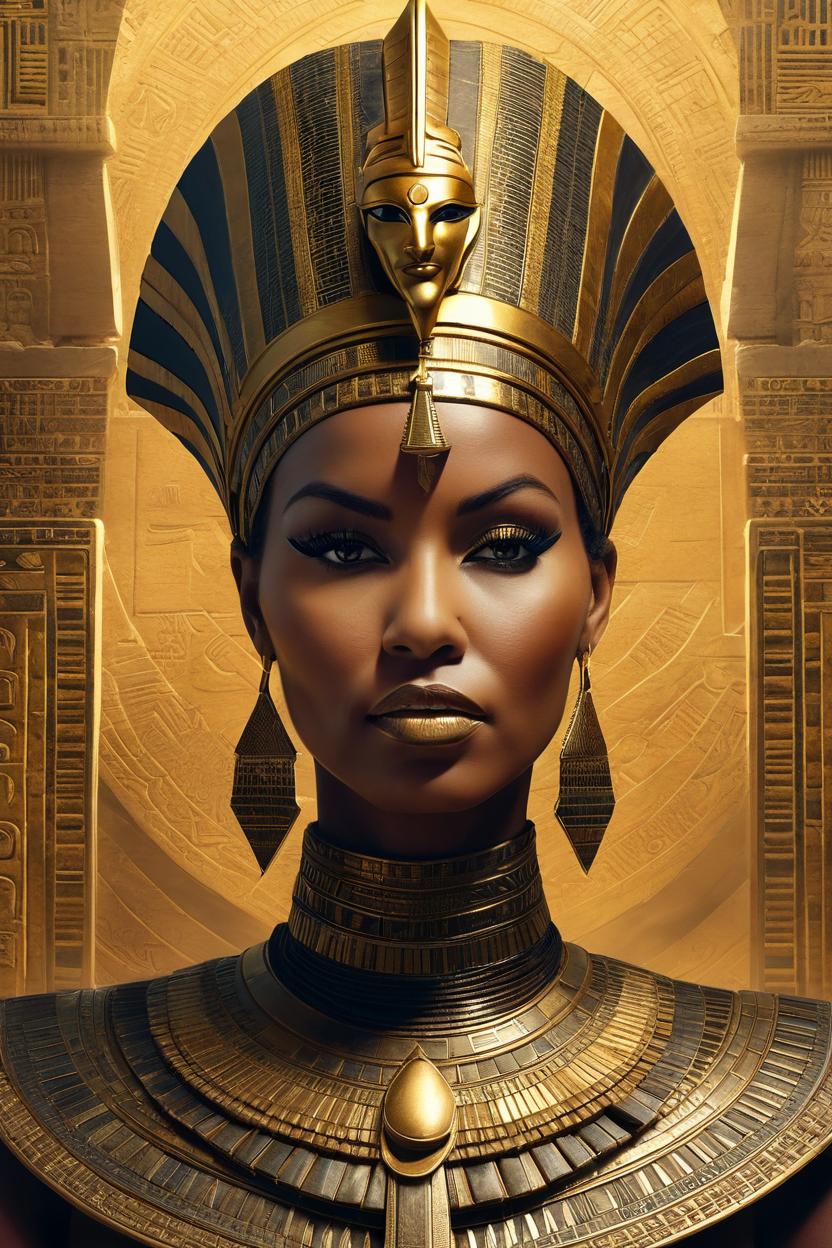 Artificial Intelligence (AI) generated image art, woman, Ancient Egyptian Queen, sf, intricate artwork masterpiece, ominous, matte painting movie poster, golden ratio, trending on cgsociety, intricate, epic, trending on artstation, by artgerm, h. r. giger and beksinski, highly detailed, vibrant, production cinematic character render, ultra high quality model