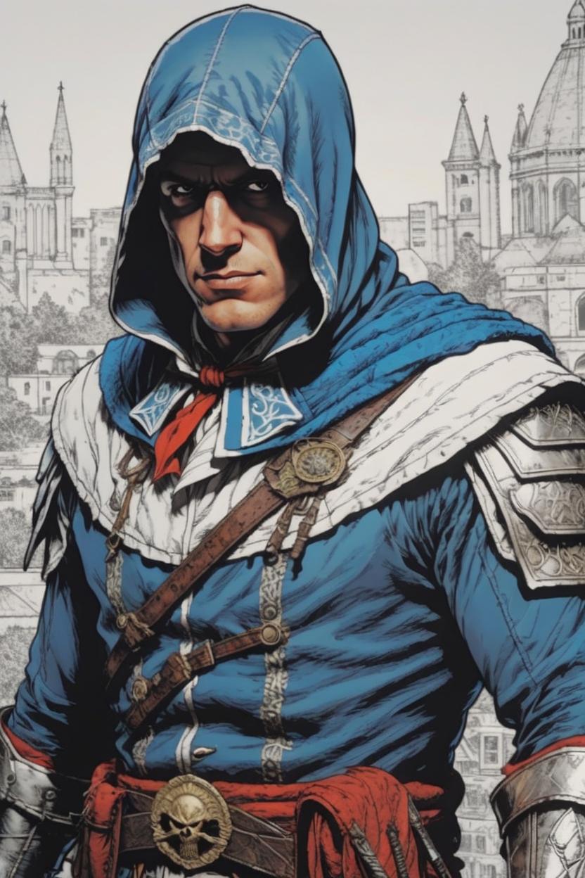 Artificial Intelligence (AI) generated image art, man, assassins creed ,art by Ethan Van Sciver, highly detailed, sharp focus, 4k