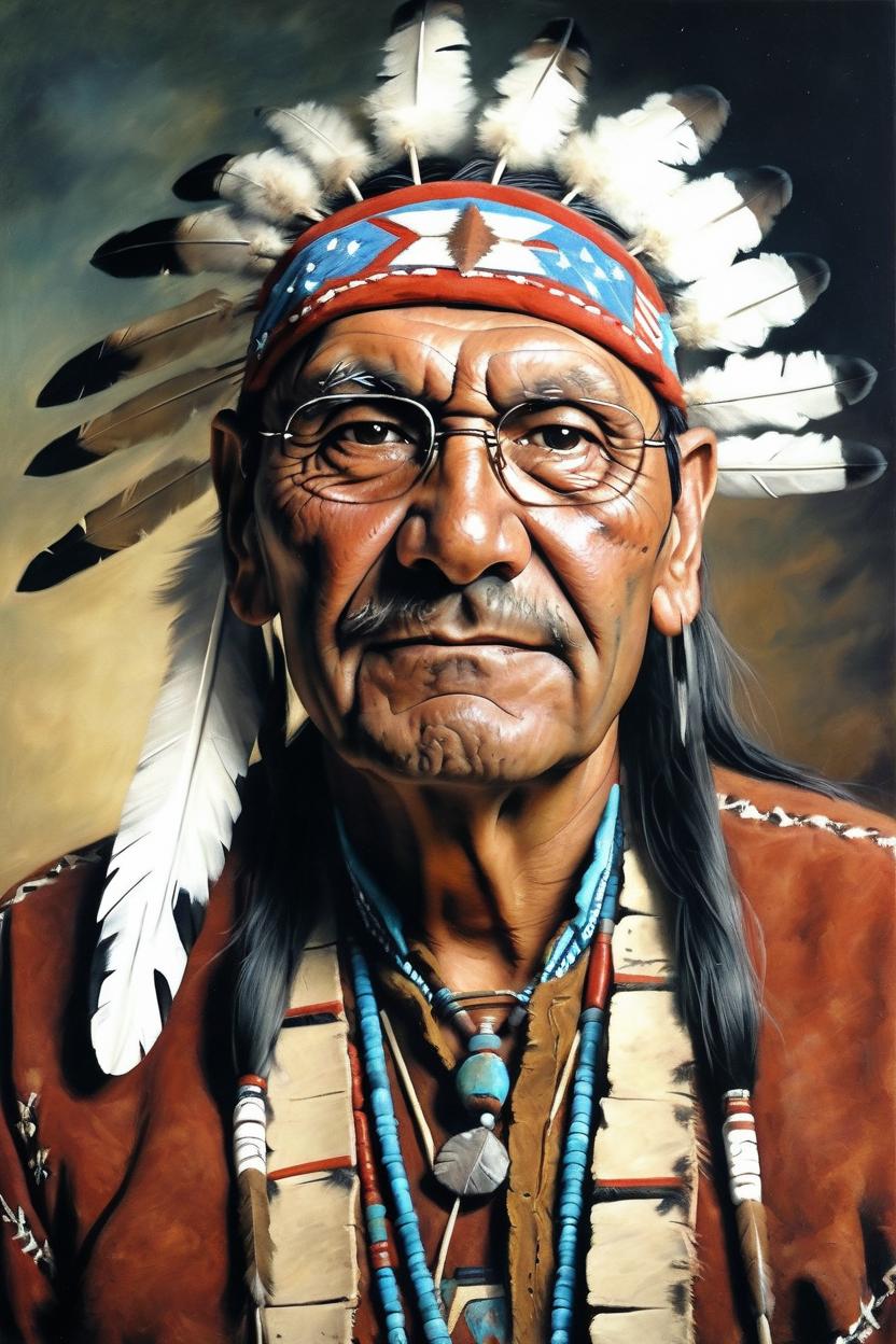 Artificial Intelligence (AI) generated image art, man, Native American, realistic