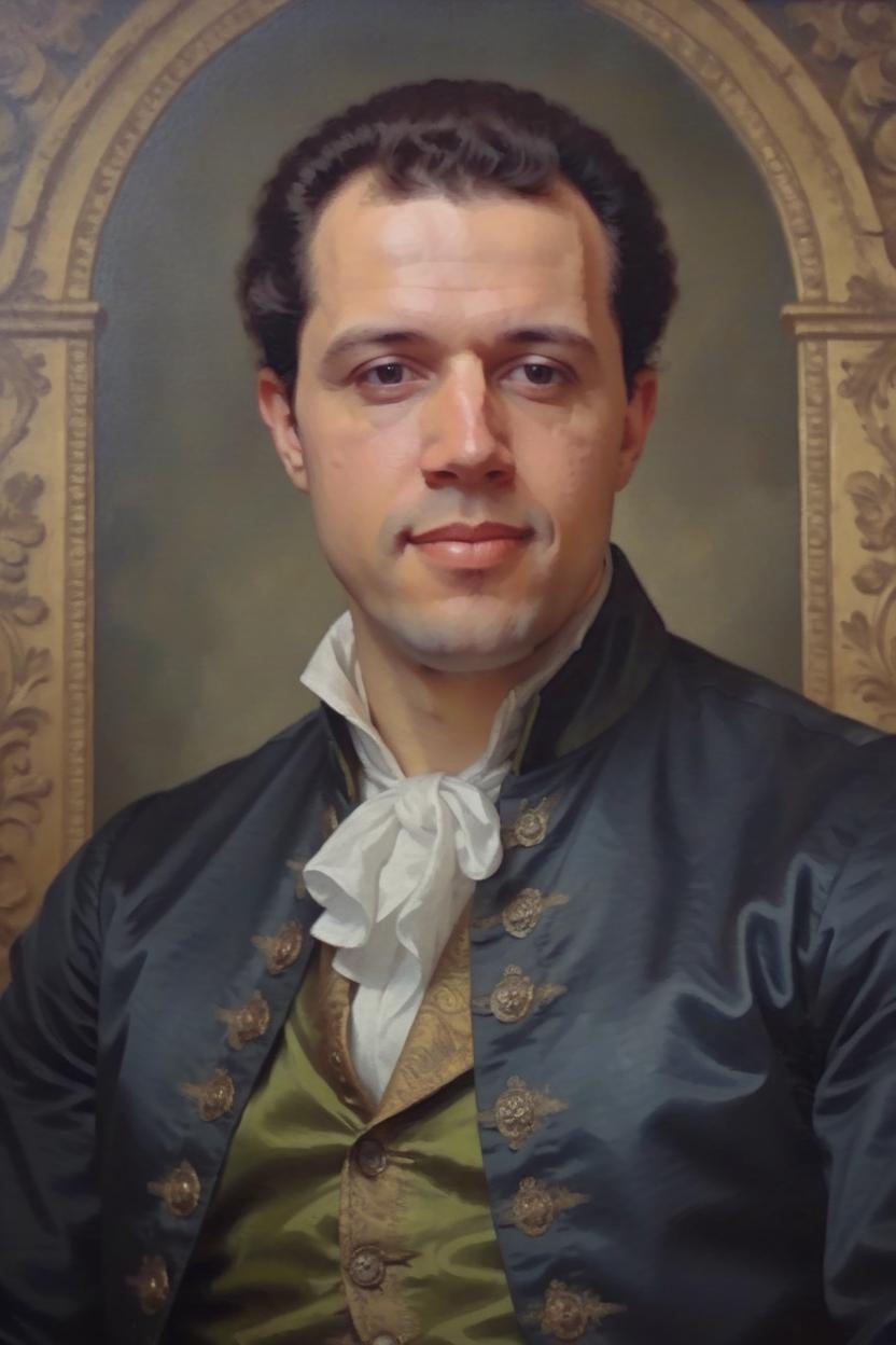 Artificial Intelligence (AI) generated image art, Handsome man man, baroque style portrait, oil painting