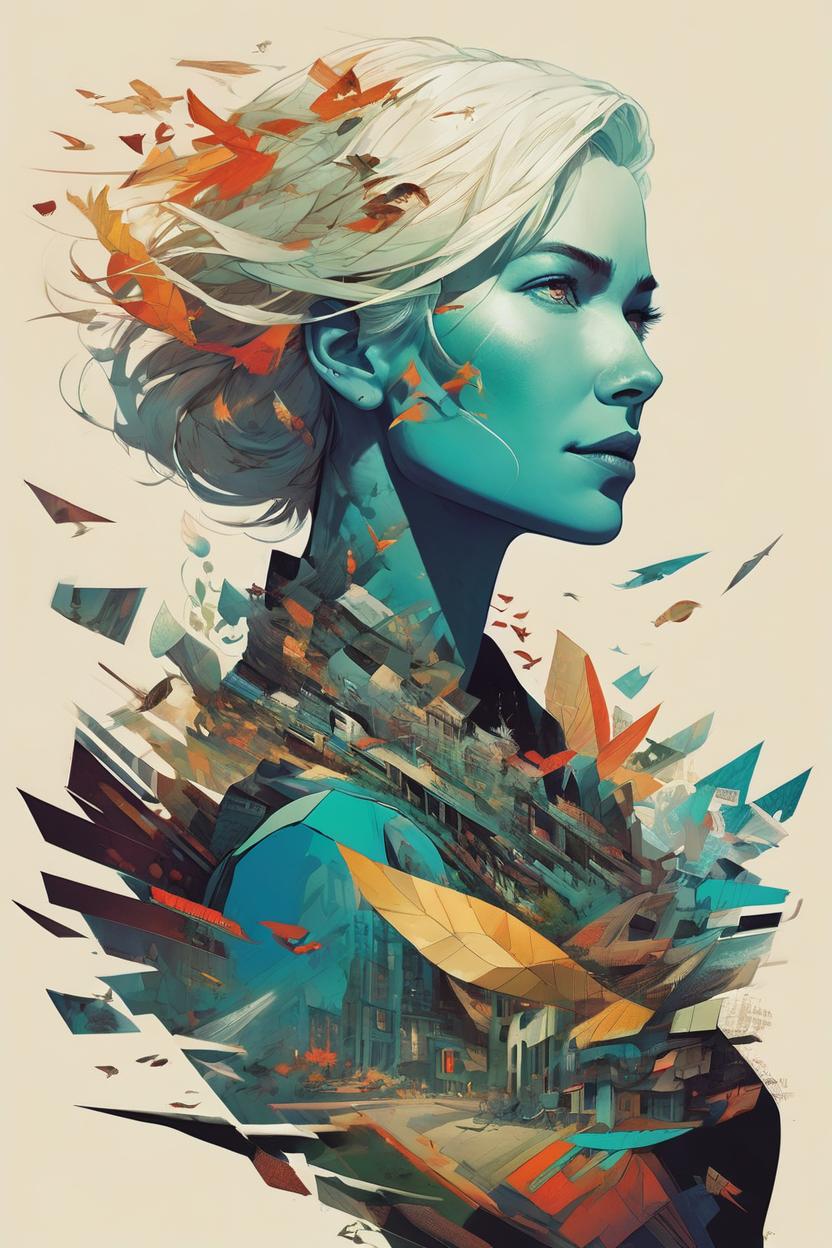 Artificial Intelligence (AI) generated image art, Stunning fullbody representation (((leave small empty area above top of the head))) of woman, by victo ngai, kilian eng, vibrant colors, dynamic lighting, digital art, award winning masterpiece, fantastically beautiful illustration, aestheticly inspired by zdzislav beksinski and dan mumford, upscale with simon stalenhag work, trending on artstation, art by stanley artgerm lau and greg rutkowski, 8k