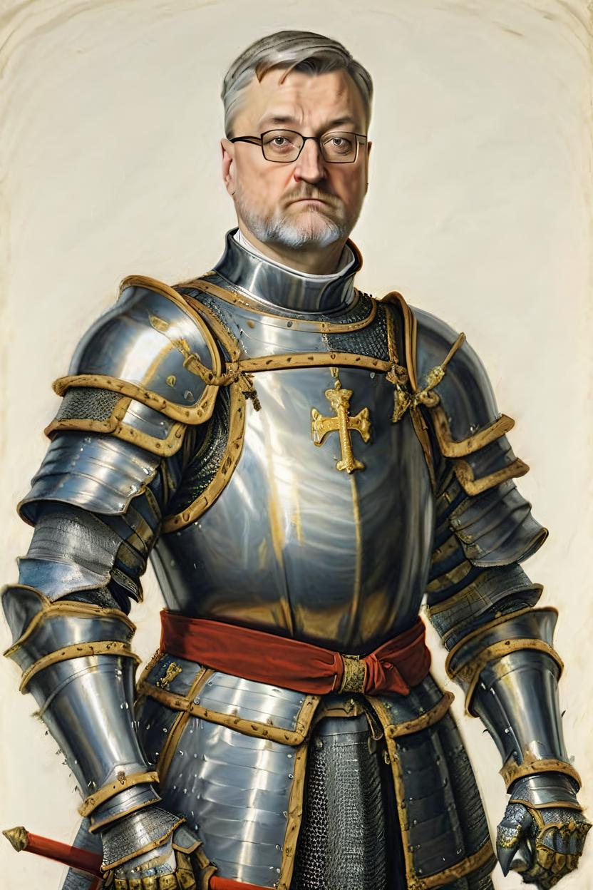 Artificial Intelligence (AI) generated image art, man, in armour as a tudor full body portrait