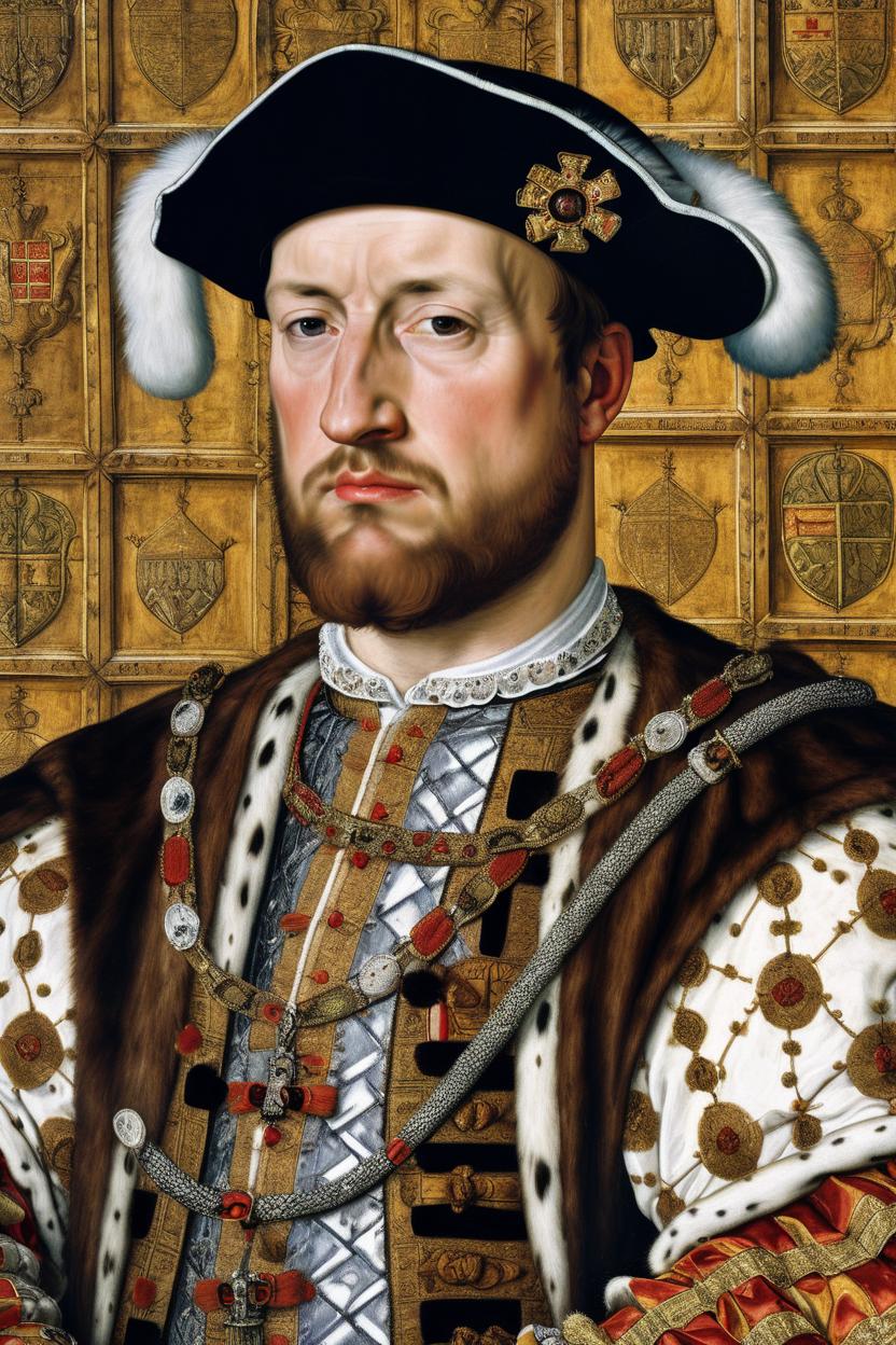 Artificial Intelligence (AI) generated image art, man, on a royal portrait of Henry VIII, masterpiece by Hans Holbein, as Henry VIII, 16th century portrait, traditional painting