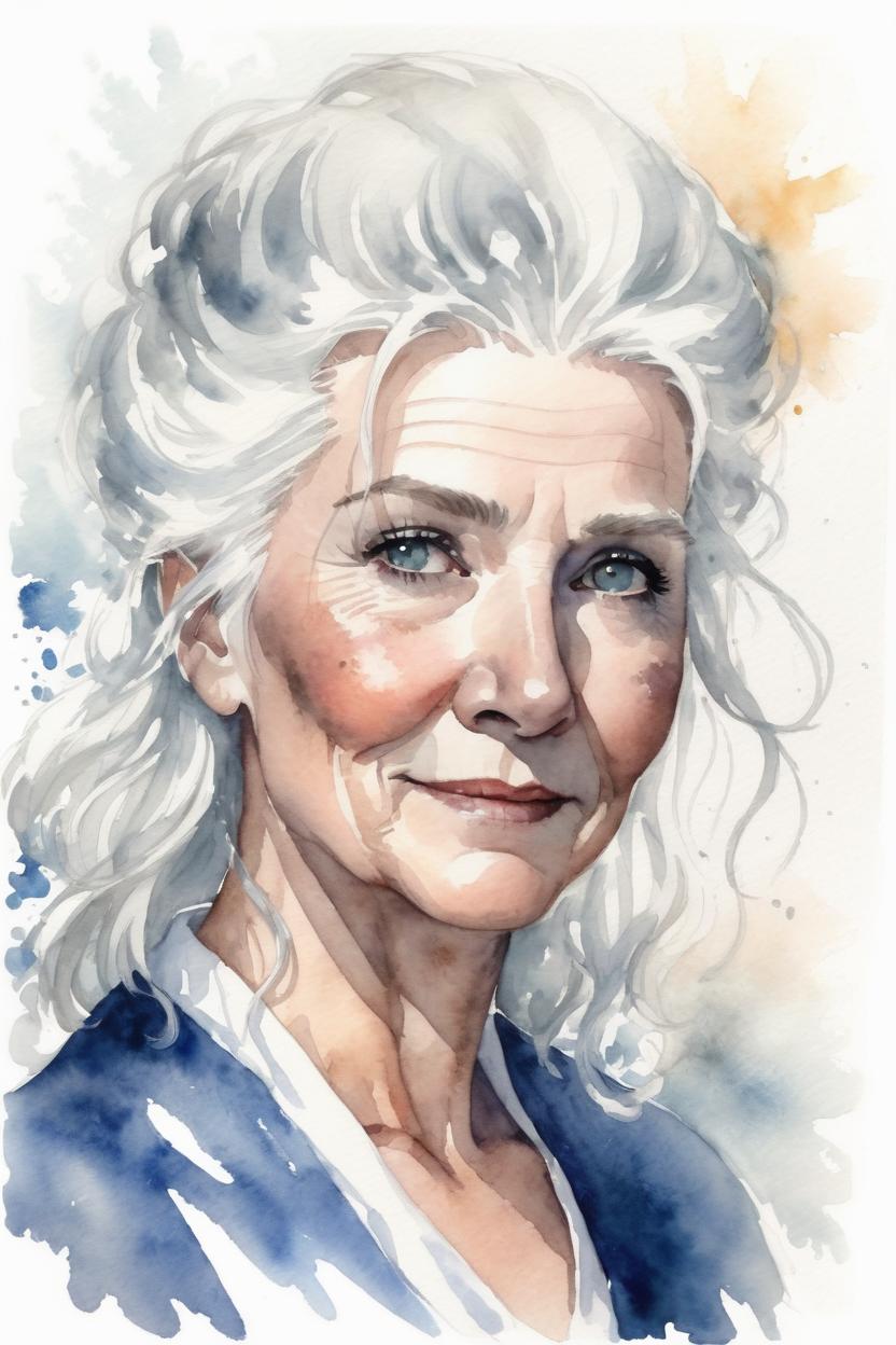 Artificial Intelligence (AI) generated image art, woman, as stunning and beautiful white haired Emma Frost, watercolor