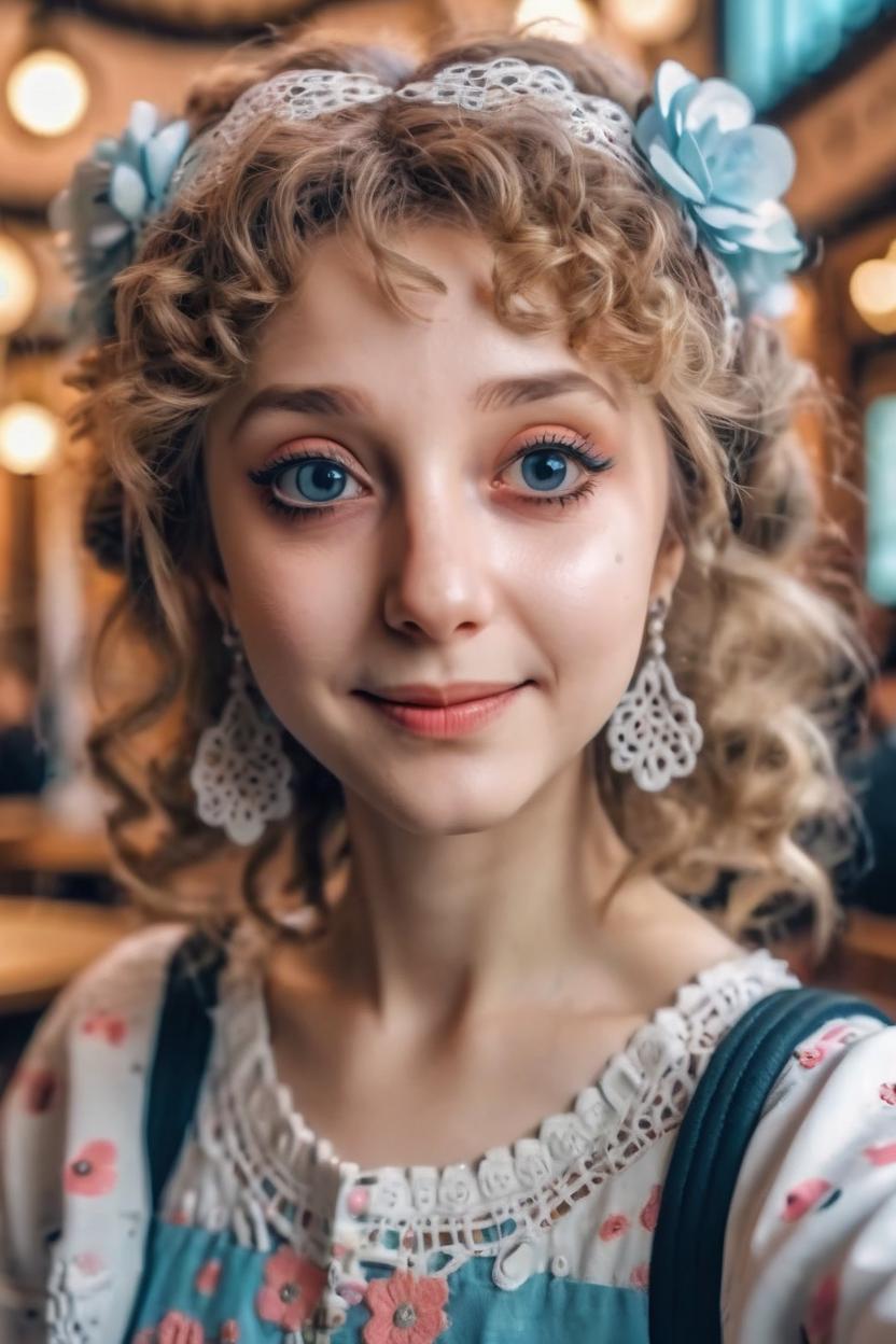 Artificial Intelligence (AI) generated image art, woman, young, beautiful, woman, kawaii, 4k, portrait, wide angle, selfie, realistic, intricate detail