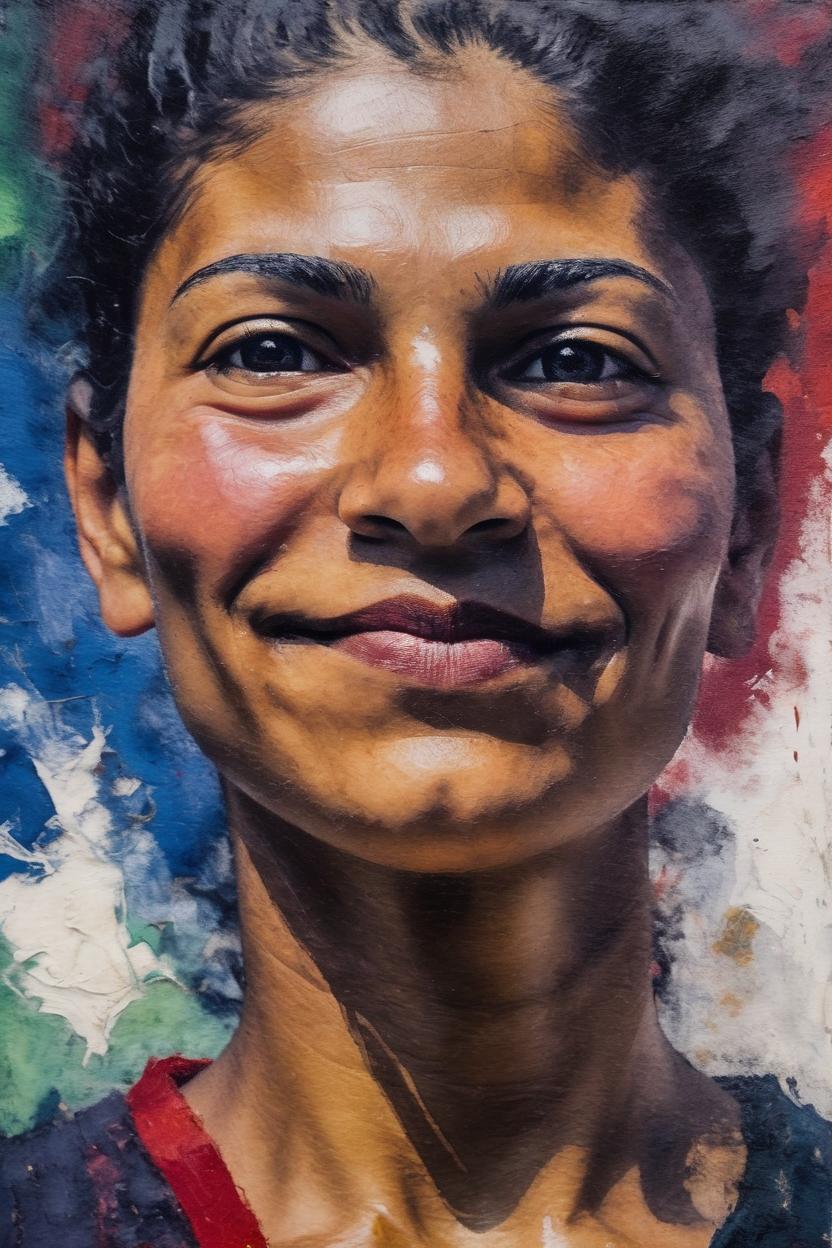 Artificial Intelligence (AI) generated image art, A remarkable (((portrait and Torso))) of woman (small empty area above head) in a very impressive oil painting in the style of Emil Nolde