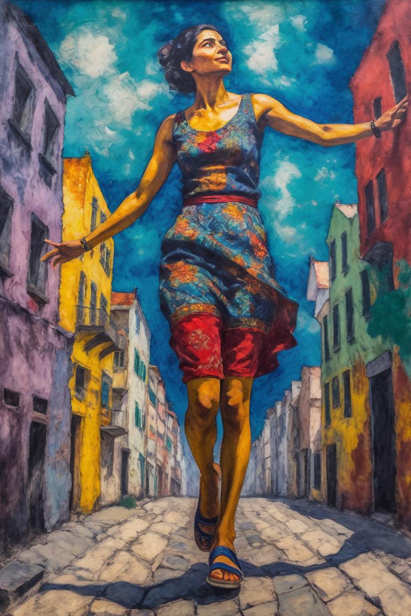 Artificial Intelligence (AI) generated image art, A remarkable (((fullbody view))) of woman (small empty area above head) in a very impressive oil painting in the style of Emil Nolde