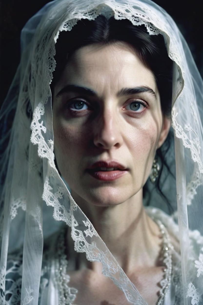 Artificial Intelligence (AI) generated image art, woman, portrait of a stunningly beautiful ghostly haunting female with a veil in soft light, depth of field, zeiss lens, detailed, symmetrical, centered, fashion photoshoot, by annie leibovitz and steve mccurry, david lazar, jimmy nelsson, breathtaking, 8 k resolution, extremely detailed, beautiful, establishing shot, artistic, hyperrealistic, beautiful face, octane render