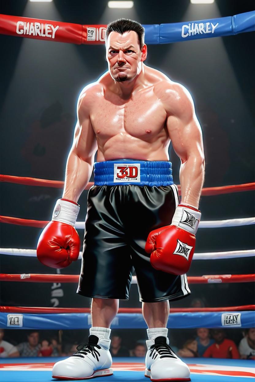 Artificial Intelligence (AI) generated image art, (disney 3d animation style), 3d animation of man, illustration, cartoon, digital painting, boxing