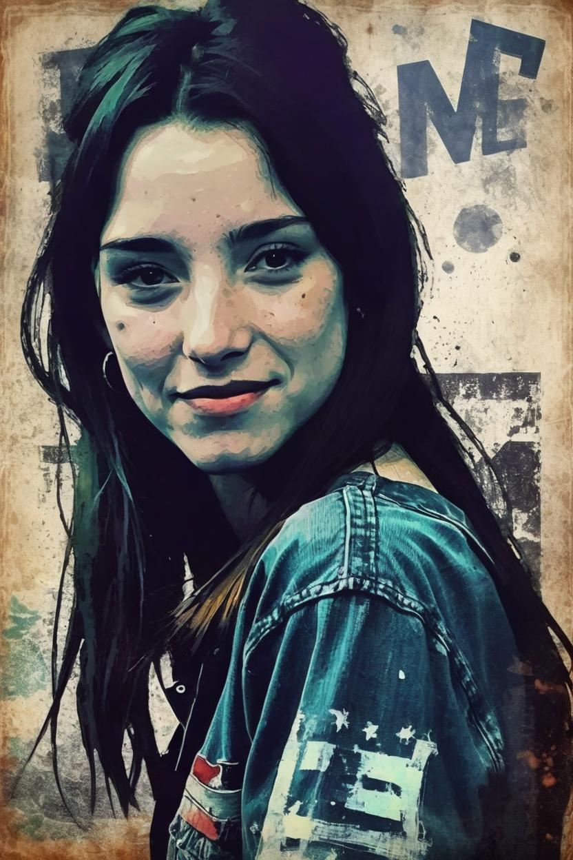 Artificial Intelligence (AI) generated image art, woman, grunge art