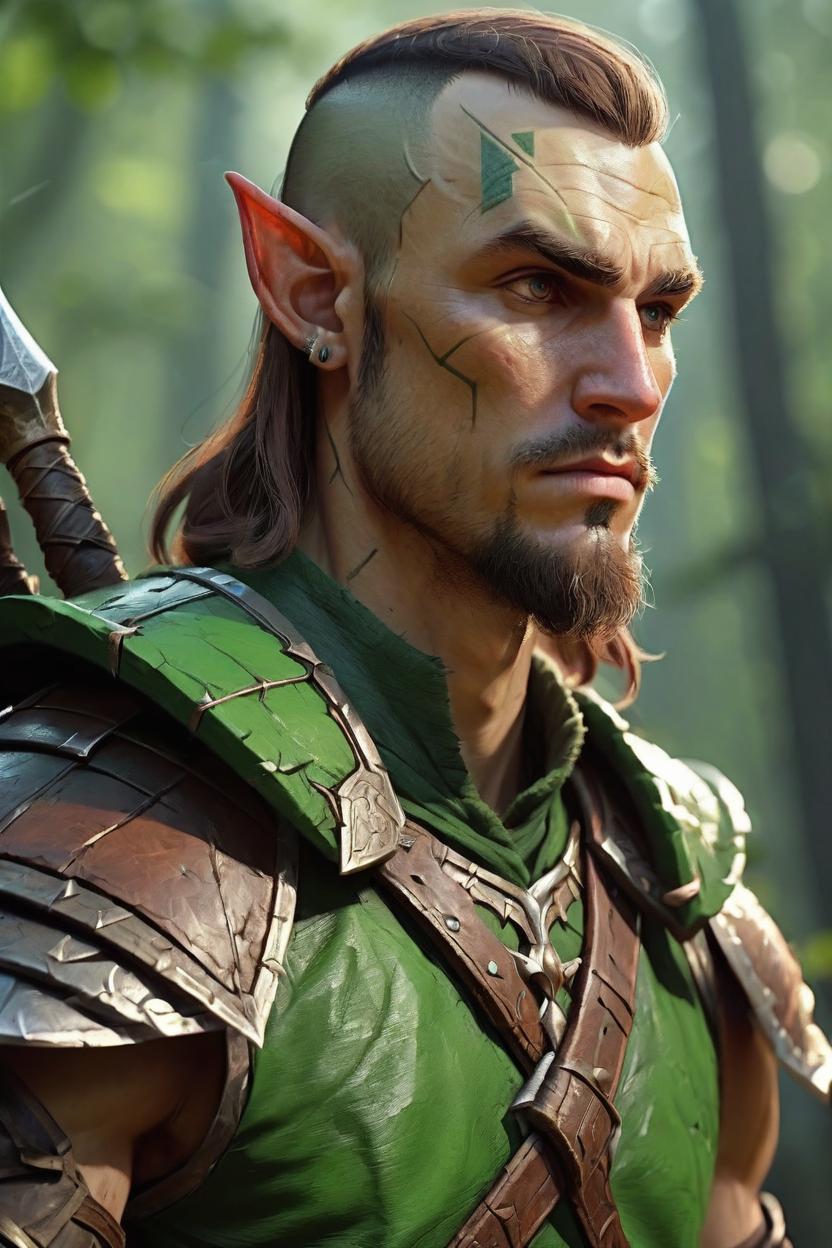 Artificial Intelligence (AI) generated image art, "fantasy elf warrior, ((((portrait)))), man, ((strait body)), ((tall person)), dnd, art by Greg Rutkowski, highly detailed, sharp focus, 4k"