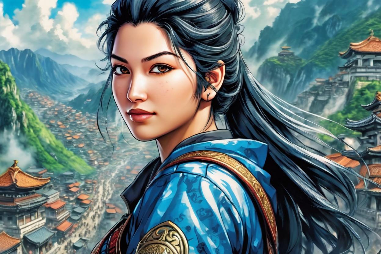Artificial Intelligence (AI) generated image art, Portrait of woman as beautiful woman, (small background area above head), art by eiichiro oda, anime, detailed picture, adventure