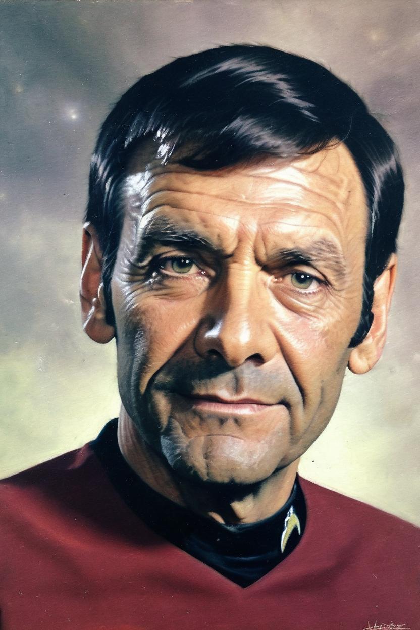 Artificial Intelligence (AI) generated image art,   man, realistic, star trek, younger