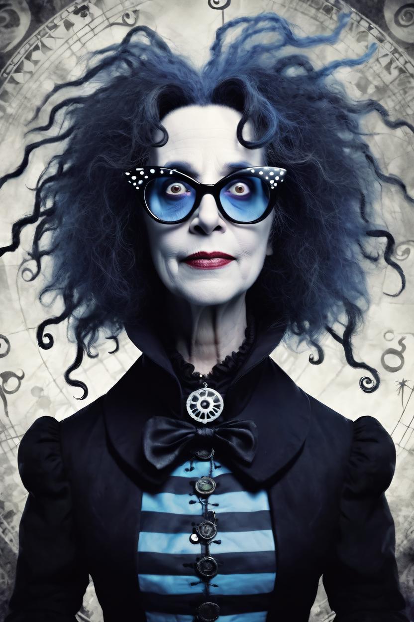 Artificial Intelligence (AI) generated image art, woman, as Tim Burton character