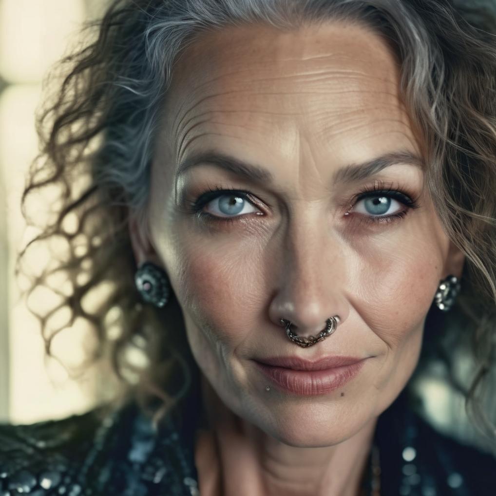 Artificial Intelligence (AI) generated image art, woman, alluring and seductive gaze, no smile, portrait in soft light, depth of field, zeiss lens, detailed, symmetrical, centered, fashion photoshoot, by annie leibovitz, breathtaking, 8 k resolution, extremely detailed, beautiful, establishing shot, artistic, hyperrealistic, beautiful face, octane render with steven tyler