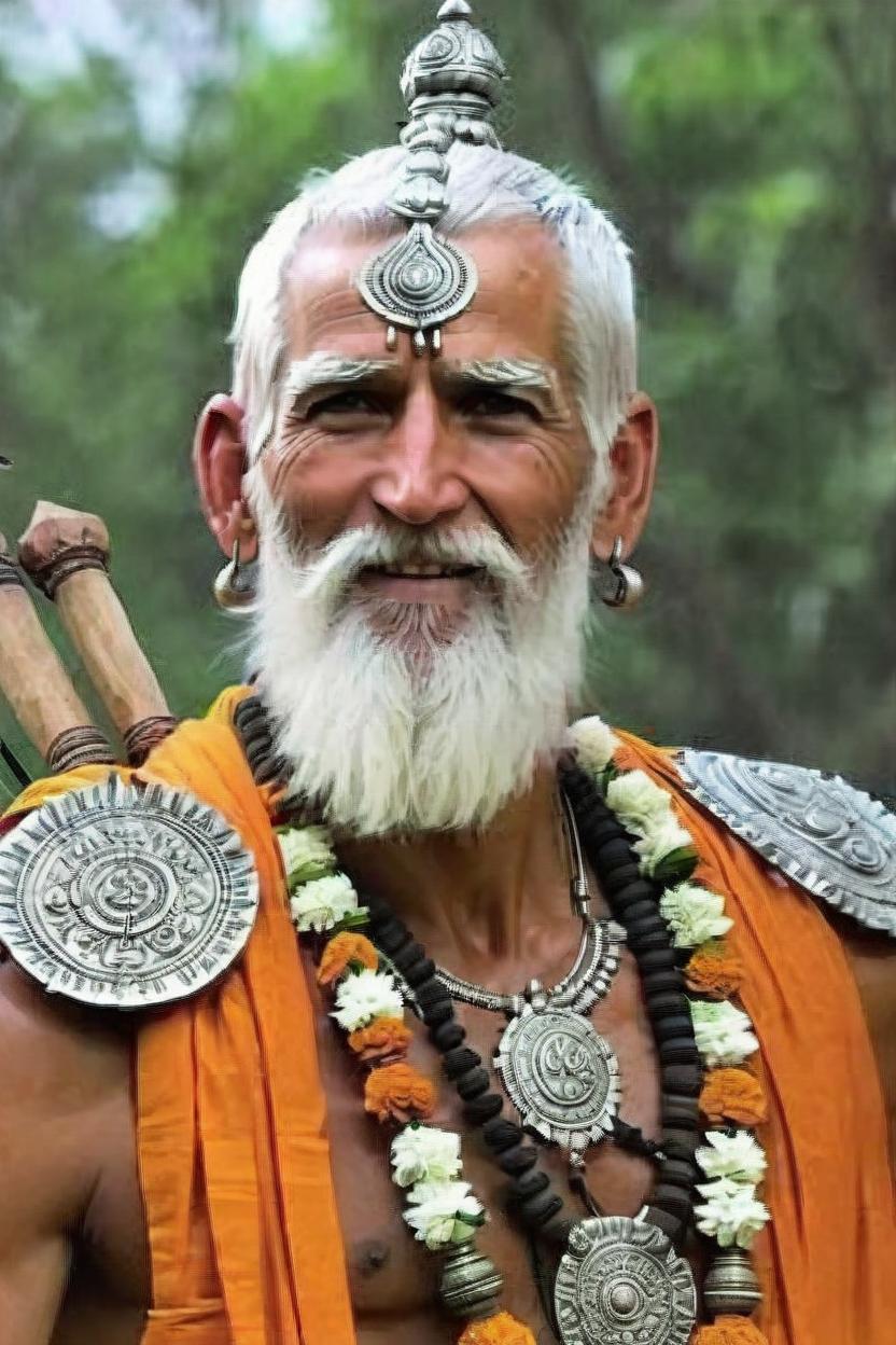 Artificial Intelligence (AI) generated image art, a vedic warrior style of man