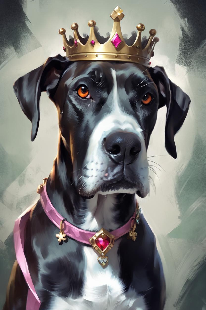 Artificial Intelligence (AI) generated image art, (dog) as princess, (portrait), made by artgerm, wlop, rossdraws, artstation, cgsociety, concept art