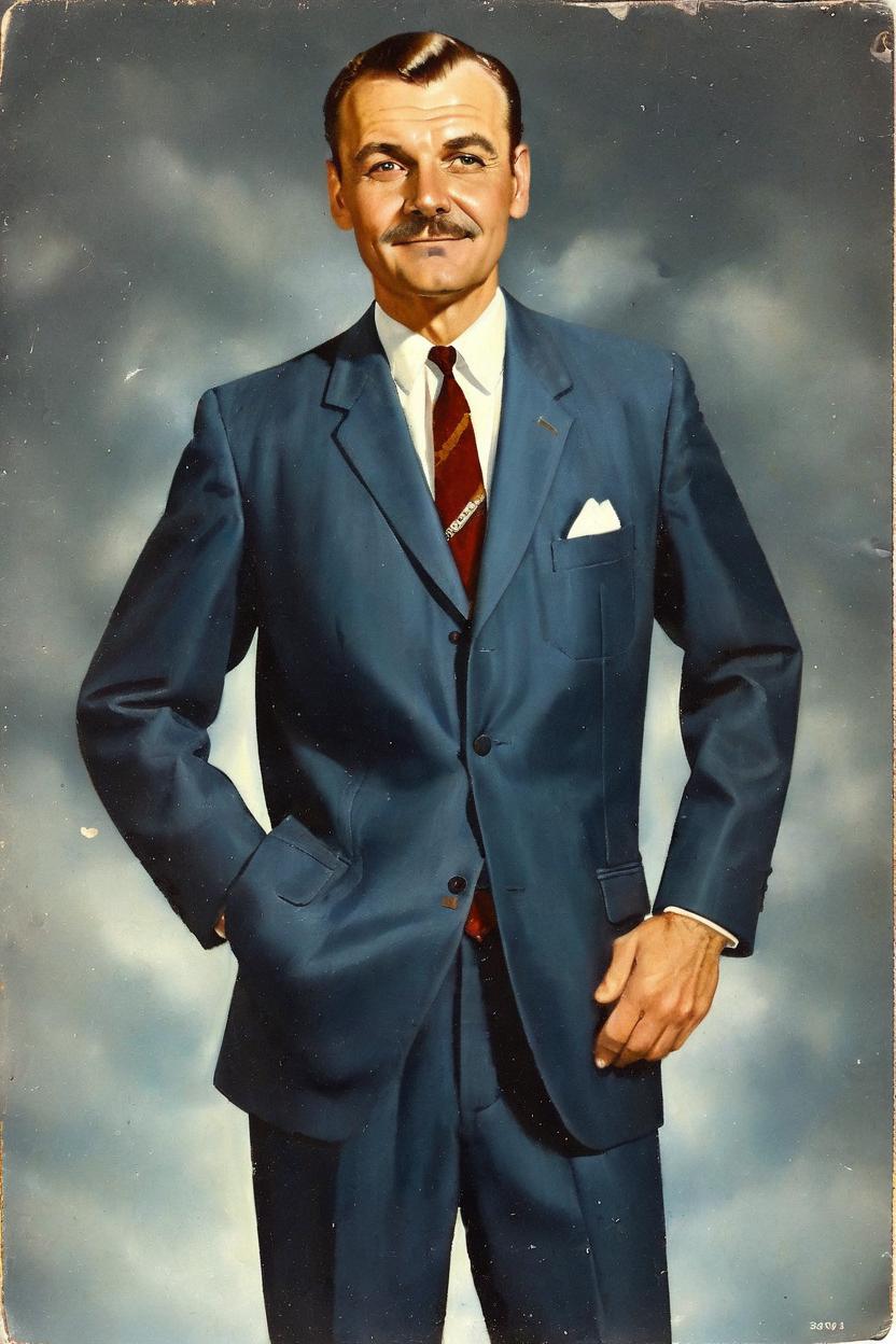 Artificial Intelligence (AI) generated image art, man, vintage 1960 suit, realistic