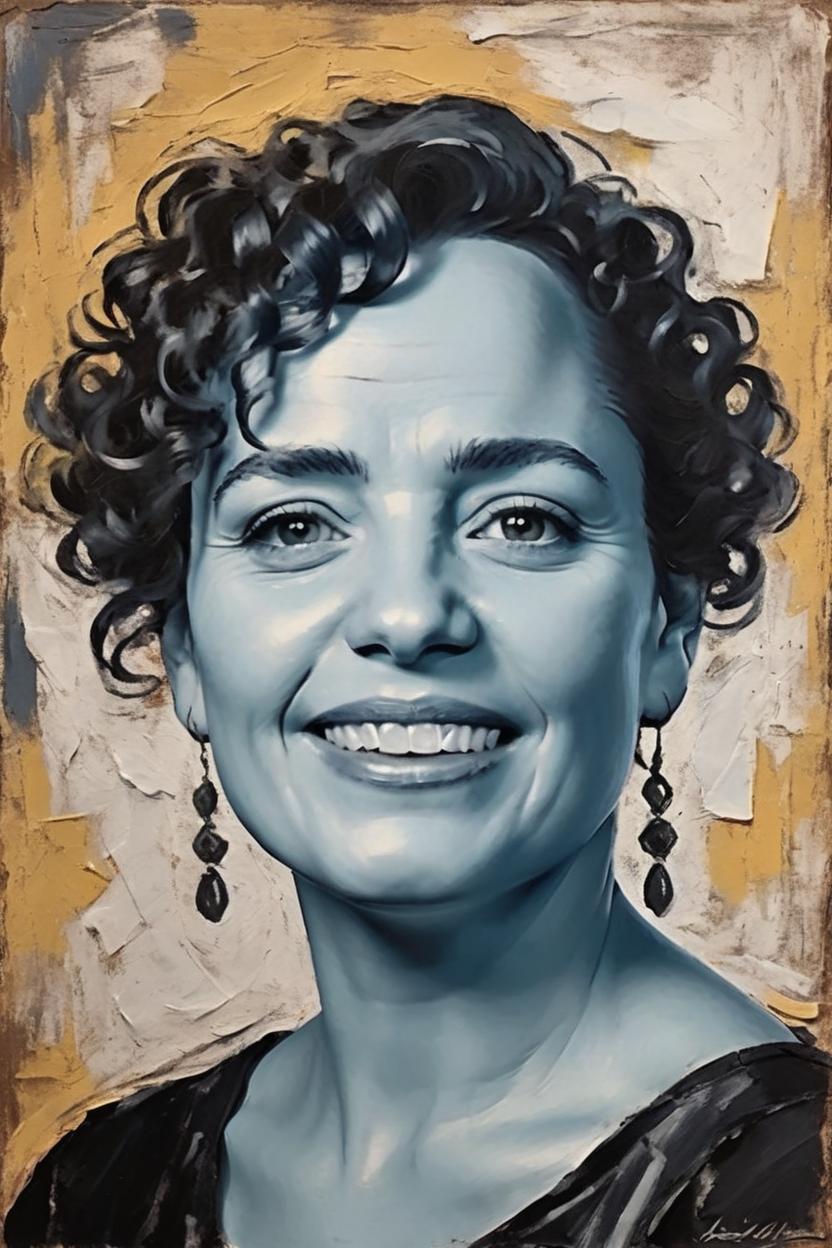 Artificial Intelligence (AI) generated image art, woman, in the artistic style of Diego Rivera's 1943 masterpiece, Portrait of Natasha Gelman.