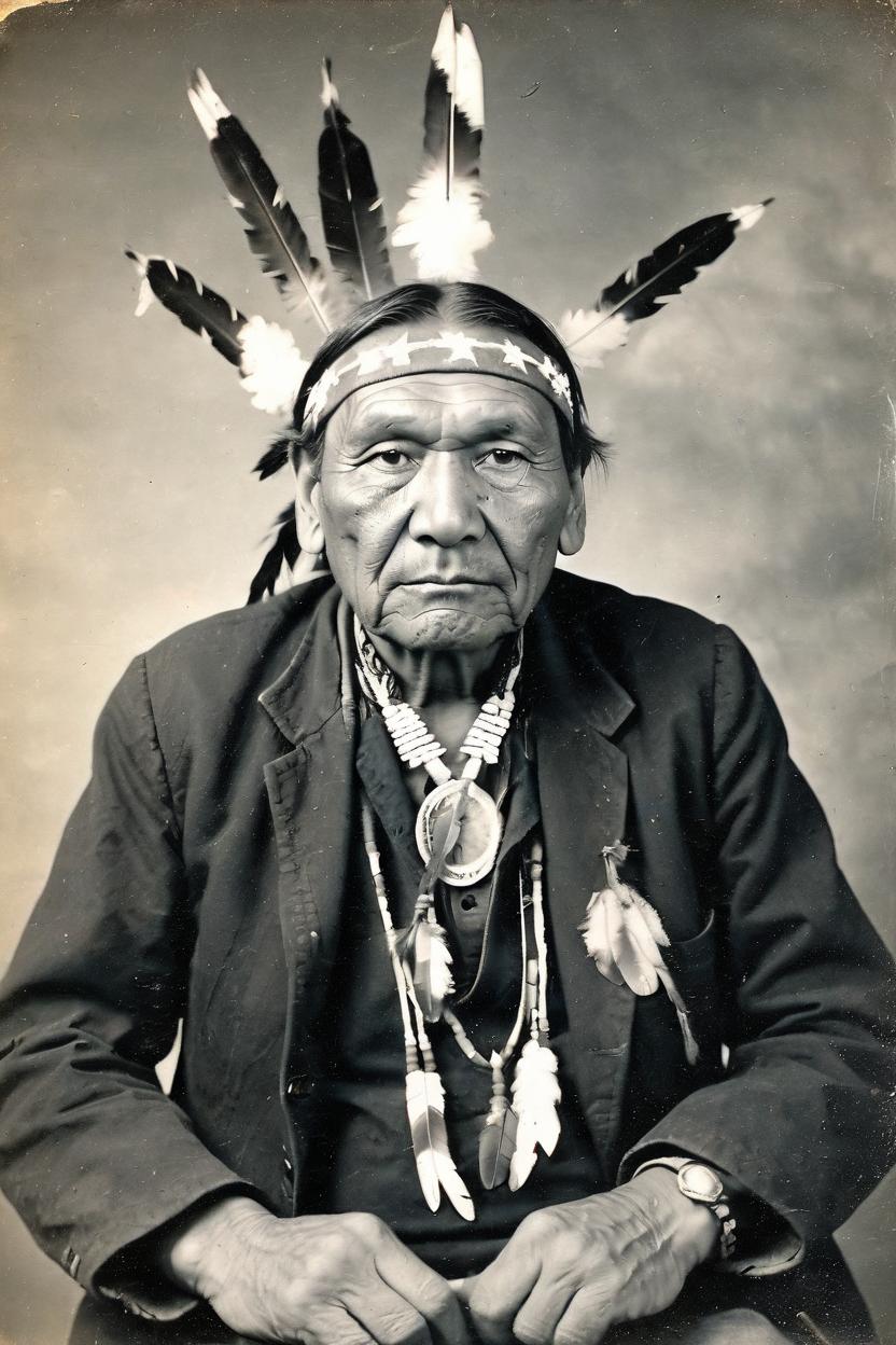 Artificial Intelligence (AI) generated image art, man, native american, true to photo,
