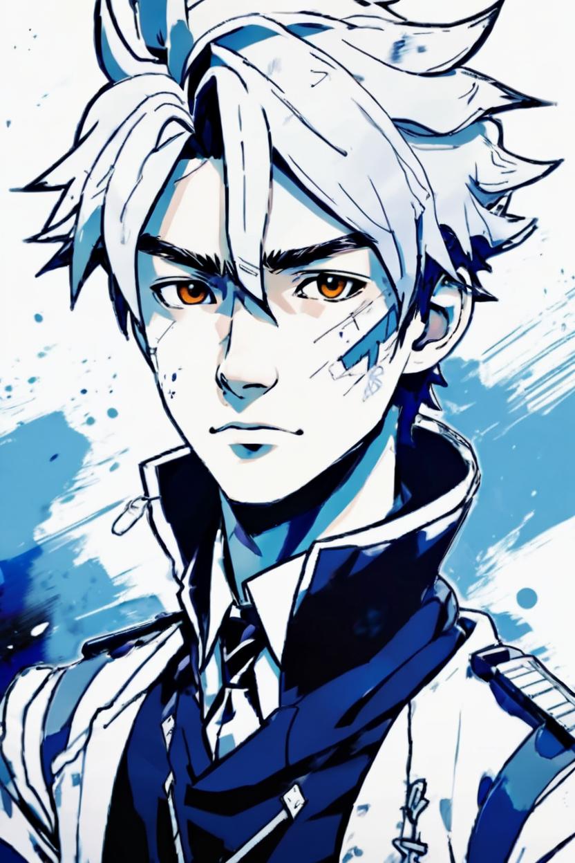 Artificial Intelligence (AI) generated image art, man, Portrait of Shoto Todoroki from My Hero Academia, in the style of Yoji Shinkawa, trending on art station, concept art, highly detailed, dynamic pose