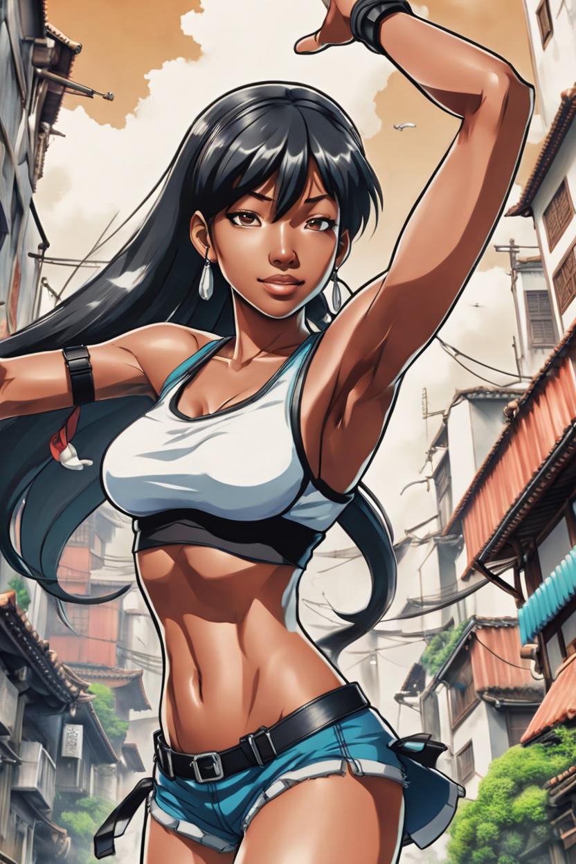 Artificial Intelligence (AI) generated image art, Fullbody representation of woman as beautiful woman, (small background area above head), art by eiichiro oda, anime, detailed picture, adventure