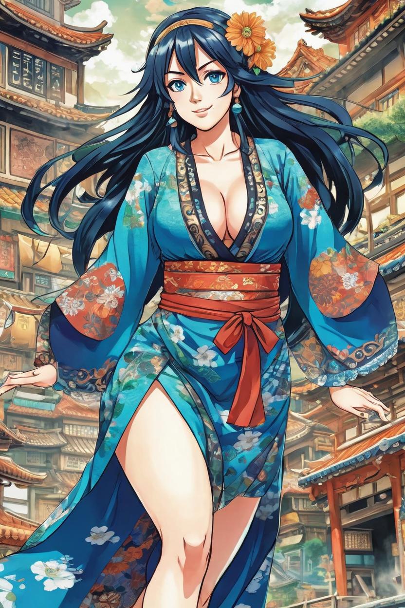 Artificial Intelligence (AI) generated image art, Fullbody representation of woman as beautiful woman, (small background area above head), art by eiichiro oda, anime, detailed picture, adventure