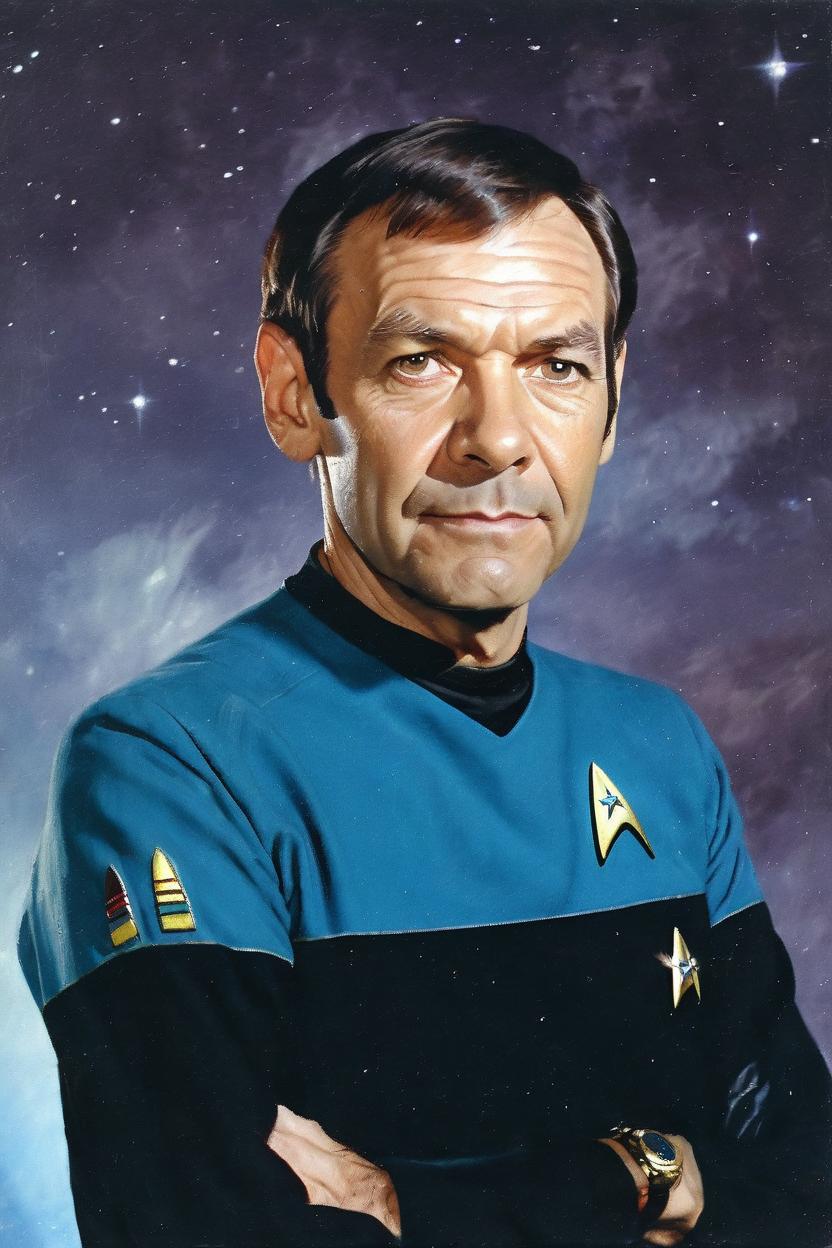 Artificial Intelligence (AI) generated image art, man, realistic, star trek, younger