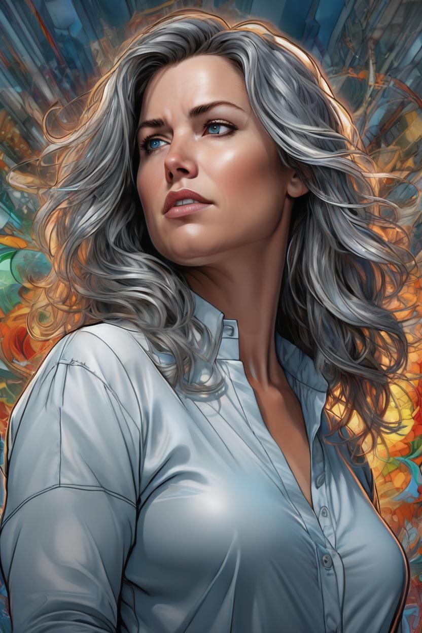 Artificial Intelligence (AI) generated image art, woman, art digital drawing, in the style of duffy sheridan, j. scott campbell, colored serenity, hyper-detailed illustrations, wavy, martin rak, gray