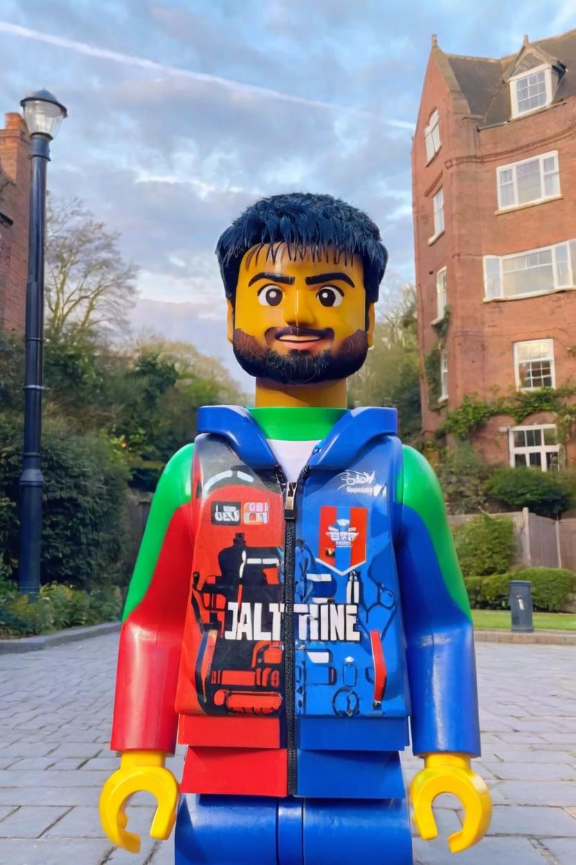 Artificial Intelligence (AI) generated image art, man as a lego character