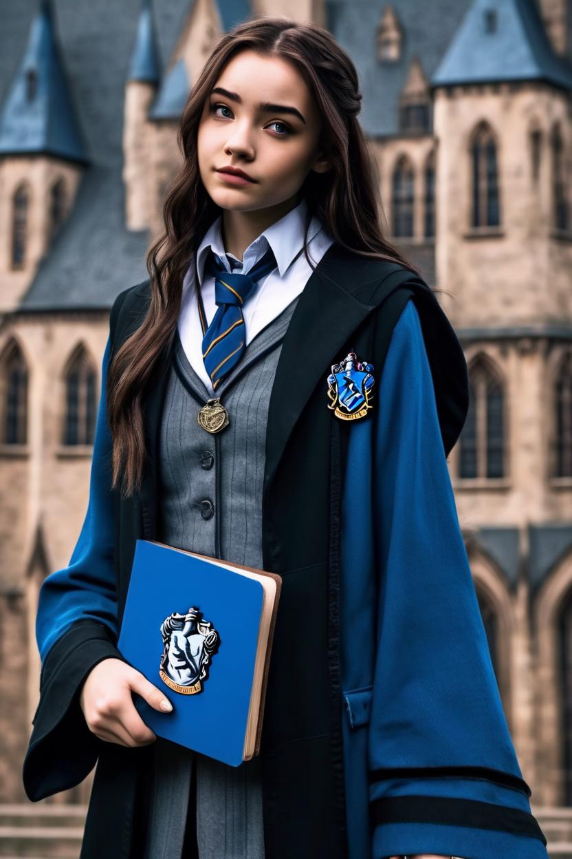 Artificial Intelligence (AI) generated image art, woman, hogwarts, student, ravenclaw
