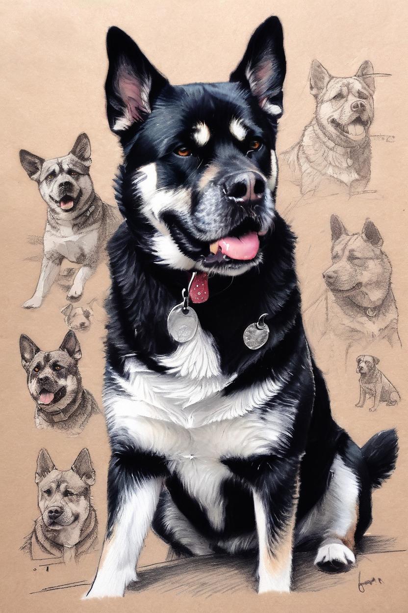 Artificial Intelligence (AI) generated image art, dog, Sketch, Detailed, Artistic