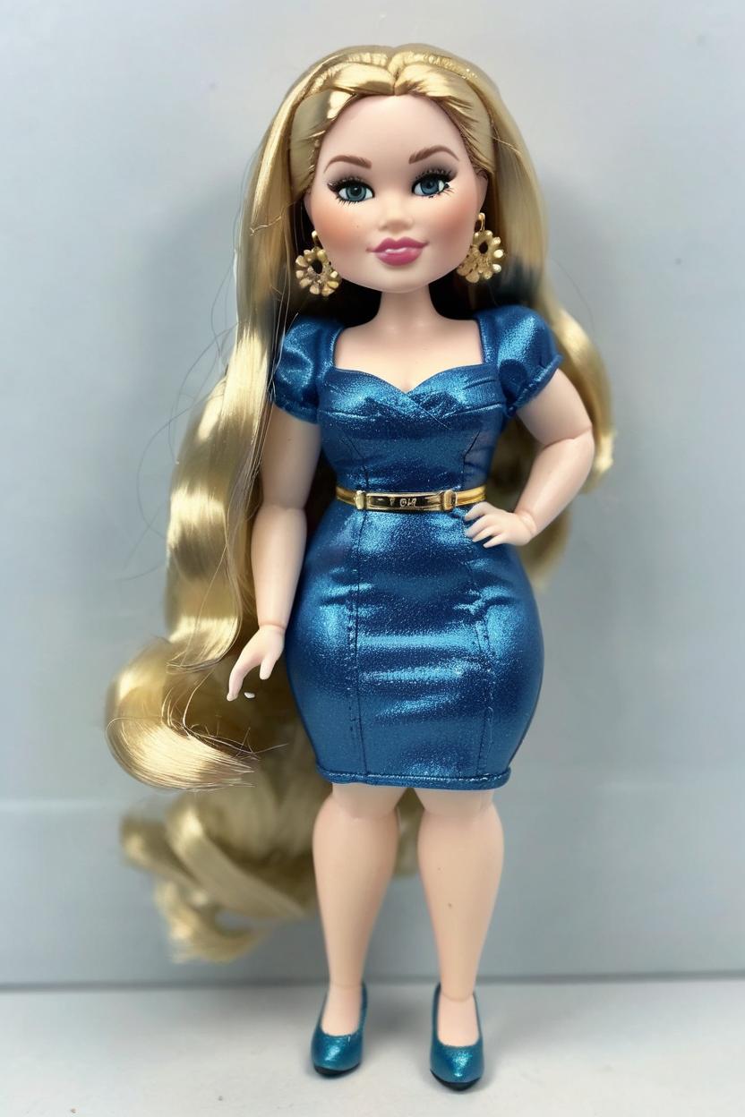 Artificial Intelligence (AI) generated image art, woman as a bratz doll figurine, fair skin curvy