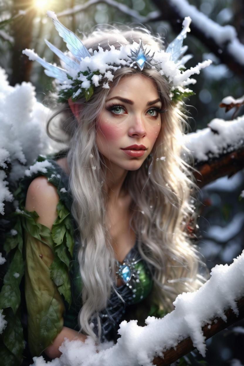 Artificial Intelligence (AI) generated image art, woman, woman portrait, photorealistic, digital art image in the style of Duffy Sheridan, jscott campbell, snow hyper detailed images, martin rak