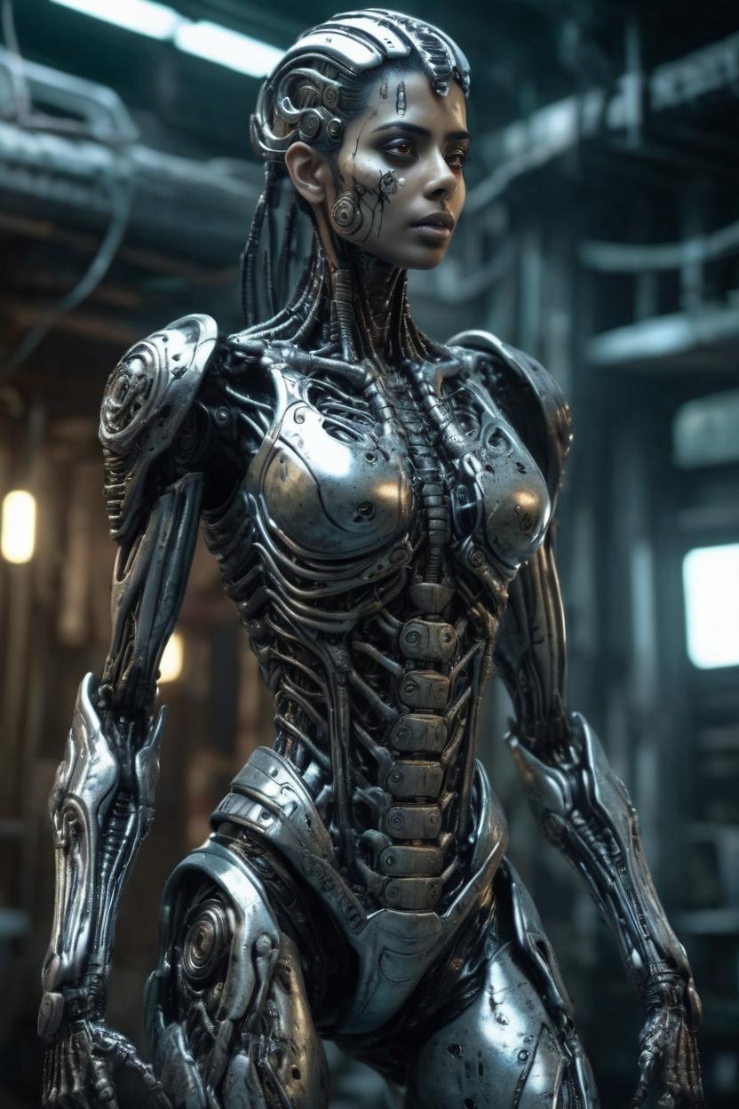 Artificial Intelligence (AI) generated image art, man, slimy,creepy female cyborg demons,different full body modelposition, high detailed cinematic background ,inspired by H.R Giger,Jean Ansell and Justin Gerard, H.P.Lovecraft , Miki Asai Macro photography, close-up, hyper detailed, trending on artstation, sharp focus, studio photo, intricate details, highly detailed, by greg rutkowski