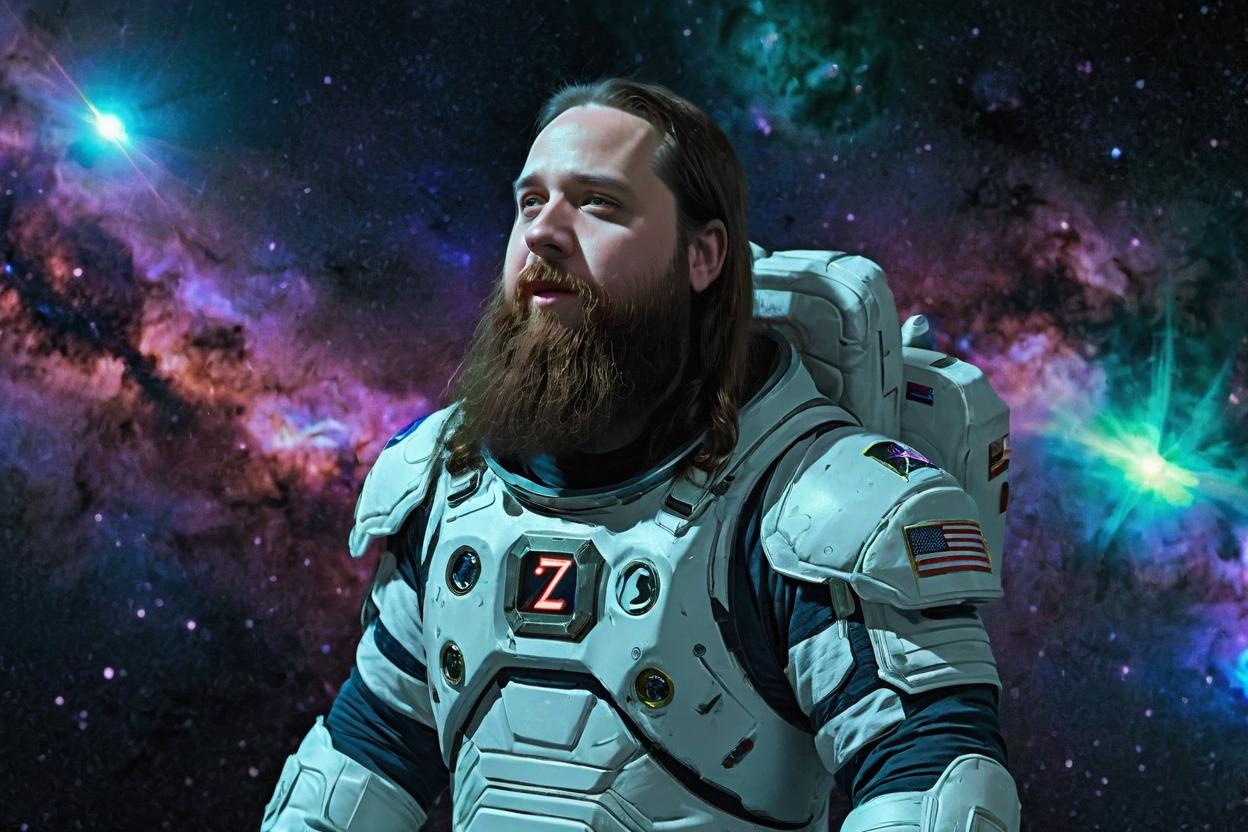 Artificial Intelligence (AI) generated image art, man, as space soldier, in space battle, in space, art by greg rutkowski, near green planet, graceful, handsome, highly detailed, photorealistic, sharp focus, 8k, cinematic lighting, highly detailed, futuristic glow, space suit, stunning, glorious