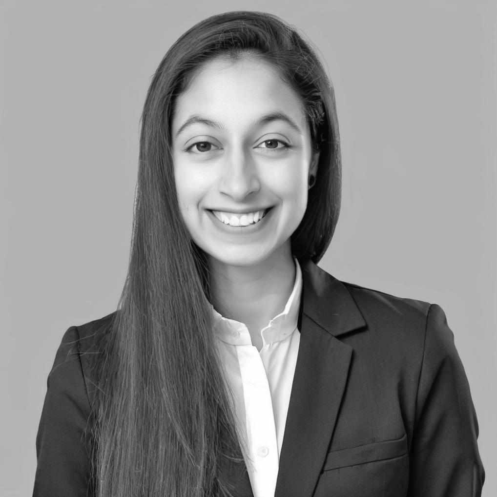 Artificial Intelligence (AI) generated image art, woman, plain background, black and white photo, professional headshot, long hair, for work, small smile, work attire, 4k, highly detailed