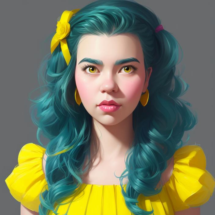 Artificial Intelligence (AI) generated image art, (person) as princess with yellow dress, (portrait), made by artgerm, wlop, rossdraws, artstation, cgsociety, concept art